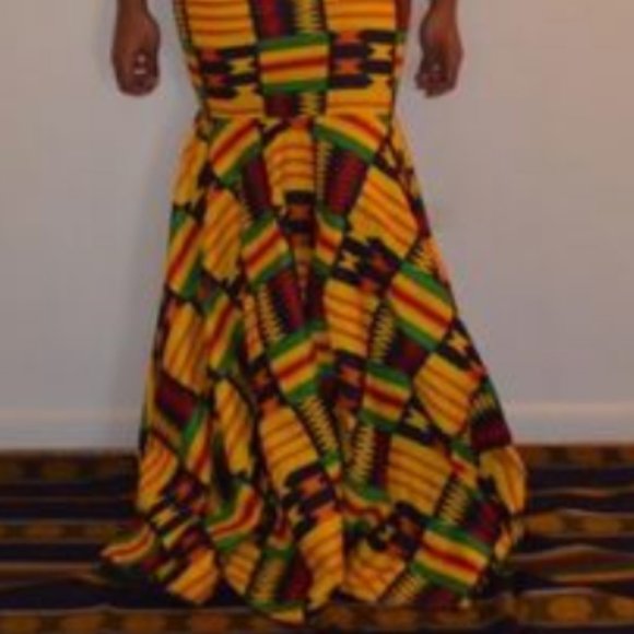 Kente Print Crop Top and Mermaid Skirt US Size 6 - Picture 2 of 7